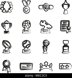 Reward Or Prize Icons Freehand Stock Vector