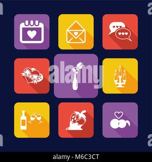 Romantic Icons Flat Design Stock Vector