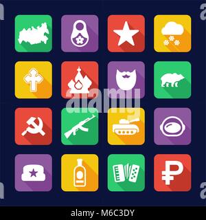 Russia Icons Flat Design Stock Vector