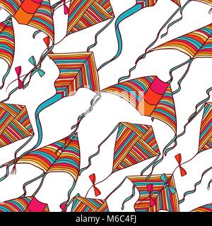 Vector kites for your design. Seamless pattern Stock Vector