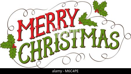 Vintage Merry Christmas Card. Hand drawn vector lettering Stock Vector