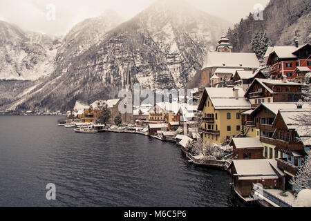 a view from Hallstatt in winter Stock Photo