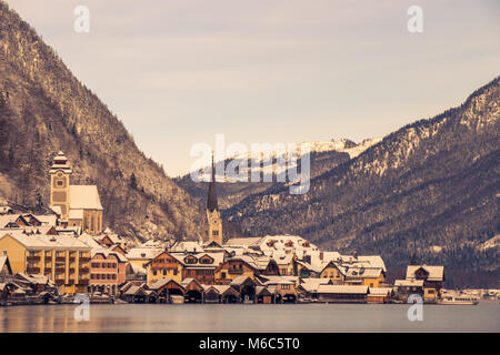 a view from Hallstatt in winter Stock Photo