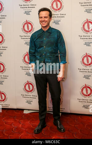 The 29th annual Critics’ Circle Theatre Awards.  The Critics’ Circle Theatre Awards is an informal gathering of award recipients, drama critics, theatre practitioners and the media, convivially coming together to celebrate the critics’ selection of the best theatre, from throughout the UK, during the last calendar year.  Featuring: Andrew Scott Where: London, United Kingdom When: 30 Jan 2018 Credit: WENN.com Stock Photo