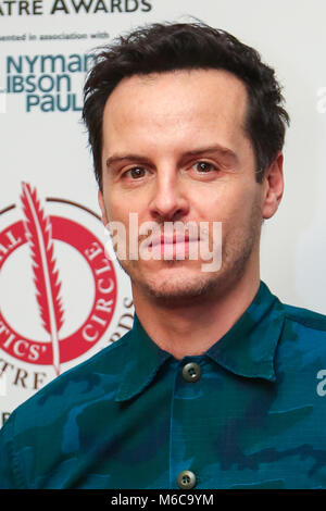 The 29th annual Critics’ Circle Theatre Awards.  The Critics’ Circle Theatre Awards is an informal gathering of award recipients, drama critics, theatre practitioners and the media, convivially coming together to celebrate the critics’ selection of the best theatre, from throughout the UK, during the last calendar year.  Featuring: Andrew Scott Where: London, United Kingdom When: 30 Jan 2018 Credit: WENN.com Stock Photo