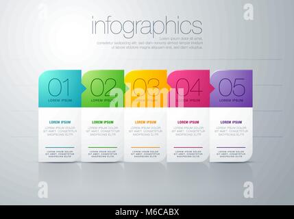 vector illustration modern infographic diagram with bars in different color, text and icons. perfect for presentation, web and charts Stock Vector