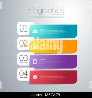 vector illustration modern infographic diagram with bars in different color, text and icons. perfect for presentation, web and charts Stock Vector