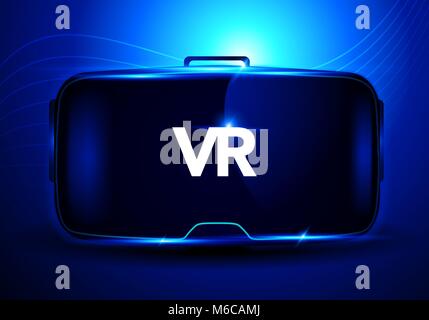 Vector illustration concept using abstract Stereoscopic 3d virtual reality glasses vr interface, digital cyberspace technology, Innovation device Stock Vector