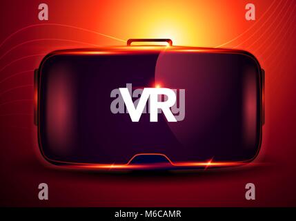 Vector illustration concept using abstract Stereoscopic 3d virtual reality glasses vr interface, digital cyberspace technology, Innovation device Stock Vector