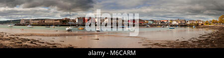 Boats at low tide in Dungarven harbour, Ireland Stock Photo
