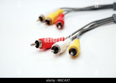 Audio video cables on a white background Stock Photo