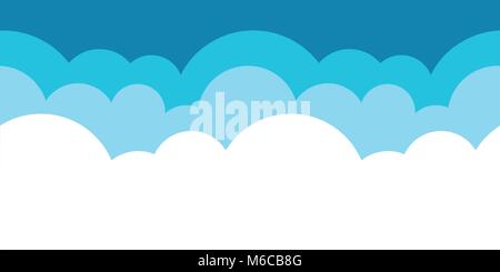 vector illustration blue horizontal seamless cloud patter for background Stock Vector