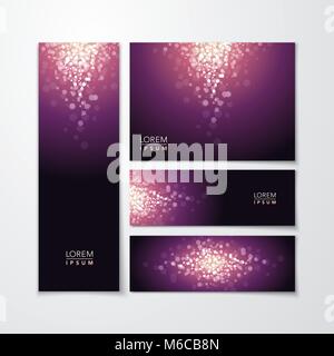 vector illustration abstract bokeh dark glowing lights design banner set Stock Vector