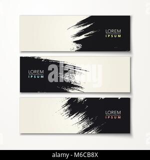 vector illustration abstract chinese calligraphy brush design banners set Stock Vector