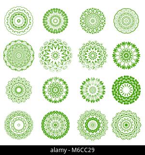 Set of Green Floral Ornaments Stock Vector