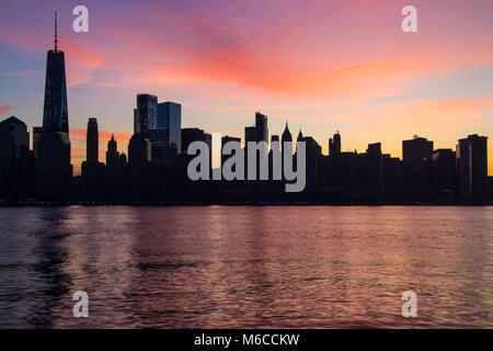 New York City Skyline at Sunrise Stock Photo