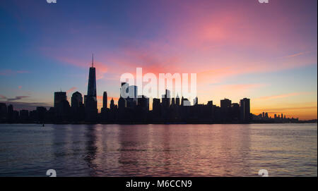 New York City Skyline at Sunrise Stock Photo