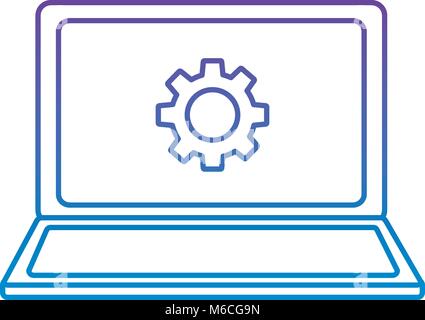 open laptop device with setting on screen Stock Vector