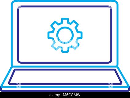 open laptop device with setting on screen Stock Vector