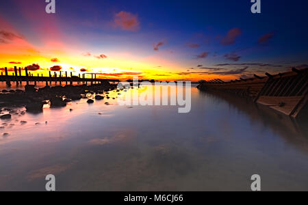 nightfall in Anyer Beach Stock Photo