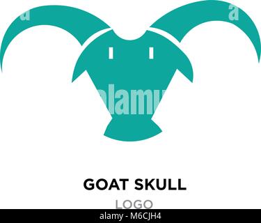 goat skull logo, green animal head icon isolated on white background Stock Vector