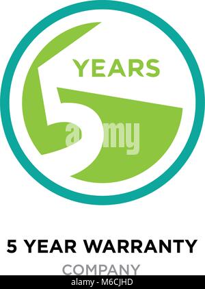 5 year warranty logo with modern colorful green & blue roundy style Stock Vector