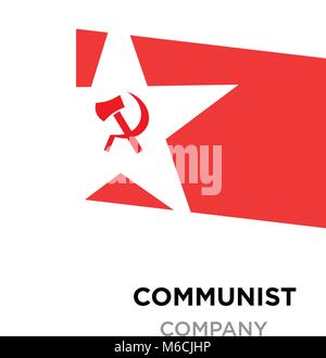 communist logo,USSR communism icon with red hammer and sickle. socialism symbol inside white star Stock Vector