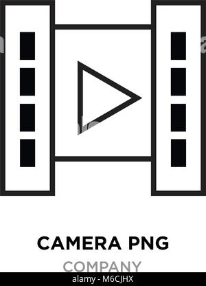 camera logo png for photographers, linear icon for your company, linear vector icon with play button Stock Vector