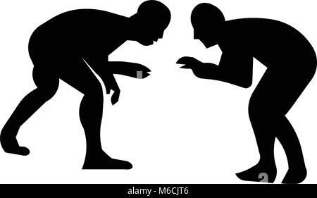 wrestling silhouette clip art on white background Stock Vector Image ...