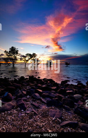 nightfall in Anyer Beach Stock Photo