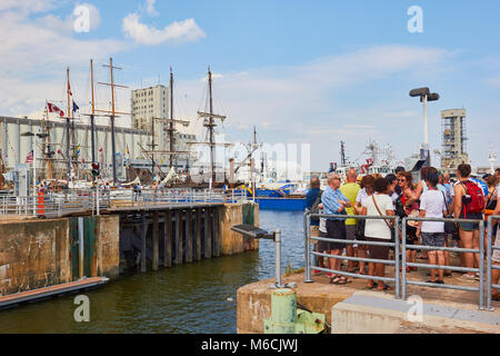 Tourists in Quebec port during the Rendez-vous 2017 Tall Ships Regatta, Quebec, Canada Stock Photo