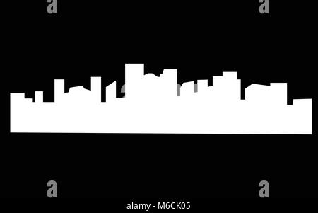 white edmonton skyline silhouette on black background Stock Vector