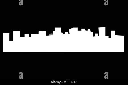 white edmonton skyline silhouette on black background Stock Vector