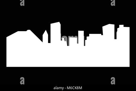 white pittsburgh skyline silhouette on black background Stock Vector