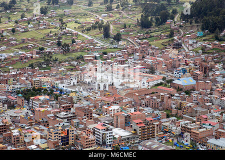 Aerial view at town Copacabana on Titicaca lake in Bolivia Stock Photo