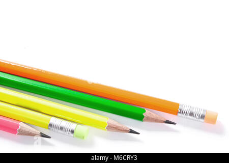 Colorful pencils, Lead pencils isolated on white. Stock Photo