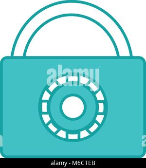 duo color close padlock object with password protection Stock Vector