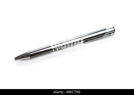 Black luxury pen mockup isolated on a white background. Nice pen for expensive design presentation. Mock up of dark pen on the white. Perfect way to s Stock Photo