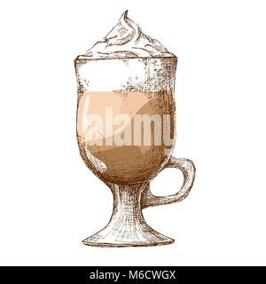 Hand drawn mug with coffee drink. Vector illustration in sketch style. Stock Vector