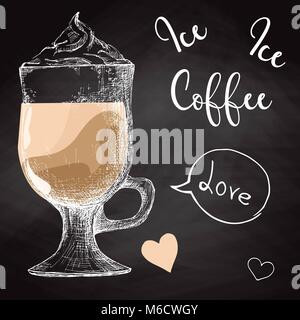 Hand drawn mug with coffee drink. Drawing on a chalkboard. Vector illustration in sketch style. Stock Vector