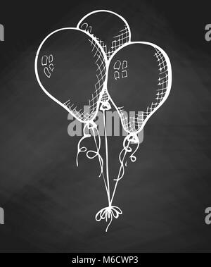 Three Balloons on a String. Hand Drawn, Isolated on a White Background  Stock Illustration - Illustration of abstract, anniversary: 141208449