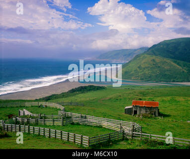 Ranch, Mouth of Mattole River, King Range National Conservation Area, Humboldt County, California Stock Photo