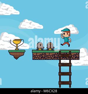 Pixelated game scenery Stock Vector