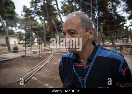 Homs, Syria. 31st Oct, 2017. Former English teacher Hadi, who is working to fix up Homs city park. He believes it's necessary to bring communities together again. He collects materials from Homs Old City to do it.The city of Homs which is located in the center of Syria was once a anti Assad government real forces' strong hold, It was under the rebel's hand from 2011 until 2014. Credit: S Hayden 010318 17.jpg/SOPA Images/ZUMA Wire/Alamy Live News
