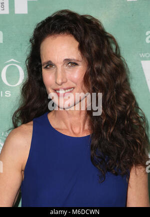 Beverly Hills, Ca. 2nd Mar, 2018. Andie MacDowell, at the 11th Annual Women In Film Pre-Oscar Cocktail Party at Crustacean Beverly Hills in California on March 2, 2018. Credit: Faye Sadou/Media Punch/Alamy Live News Stock Photo