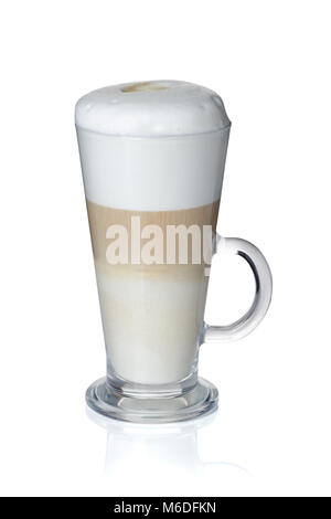 Glass cup of coffee latte on white Stock Photo