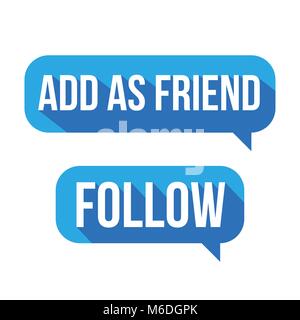 Add as friend, follow button speech bubble Stock Vector