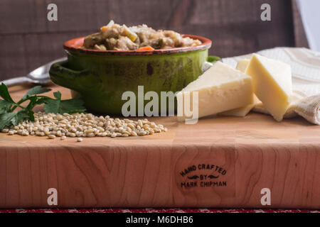 Warm yourself from the inside out. Hearty, homemade beef, barley and vegetables are a nutritional dream. Stock Photo