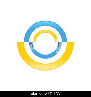 Abstract Radial Half Disc Blue Yellow Vector Symbol Graphic Logo Design Stock Vector