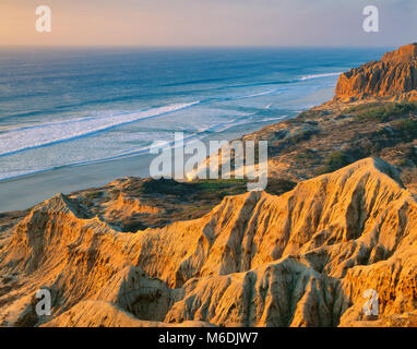 Sunset, Torrey Pines State Beach and State Reserve, La Jolla, San Diego County, California Stock Photo